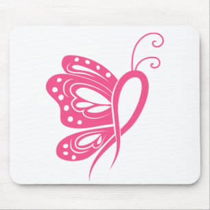 Mousepad Borboleta de Cancer de Sobrevivência da Fita Rosa