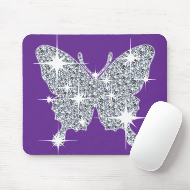 Mousepad Borboleta de Diamante Violeta bonito (Com mouse)