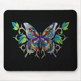 Mousepad borboleta de vidro colorido
