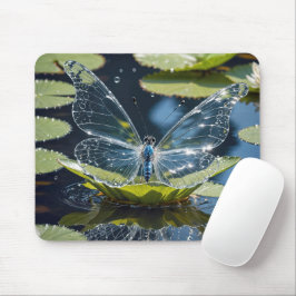 Mousepad Borboleta de Vidro Sobre Folha de Nenúfar