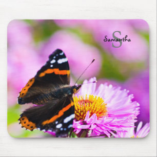 Mousepad Borboleta do Almirante Vermelho no rato de flor