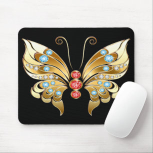 Mousepad Borboleta Dourada Adornada Com Gems