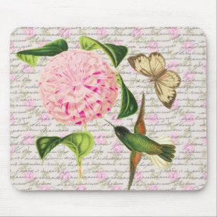 Mousepad Borboleta e Caryophyllus do colibri do vintage