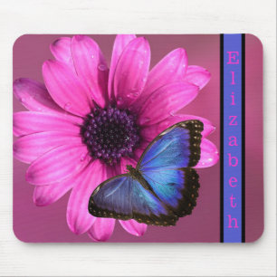 Mousepad Borboleta e margarida azuis de Morpho