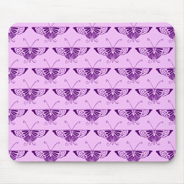 Mousepad Borboleta estilizado do art deco - roxo e orquídea (Frente)