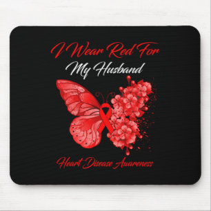 Mousepad Borboleta Eu Uso Vermelho Para Doença Cardíaca Do