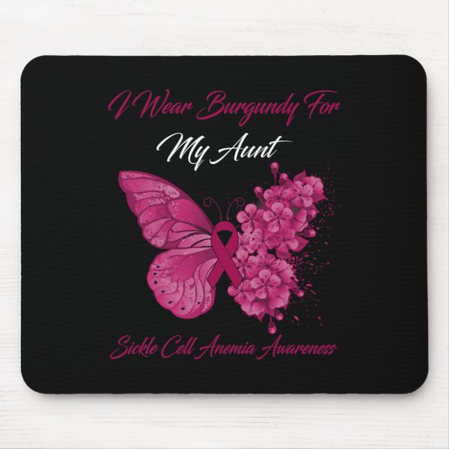 Mousepad Borboleta Eu Visto Borgonha Para Minha Tia Célula  (Frente)