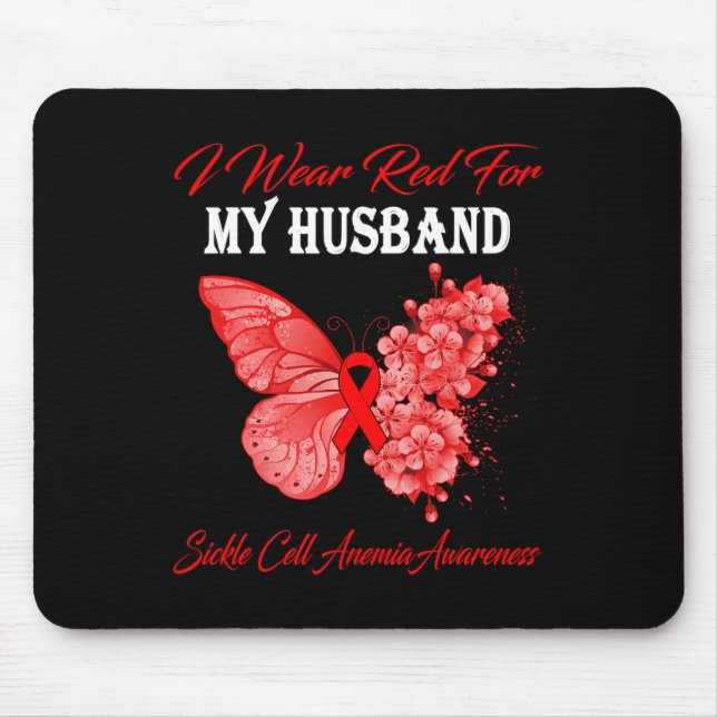 Mousepad Borboleta Eu Visto Vermelho Para Meu Marido Célula (Frente)