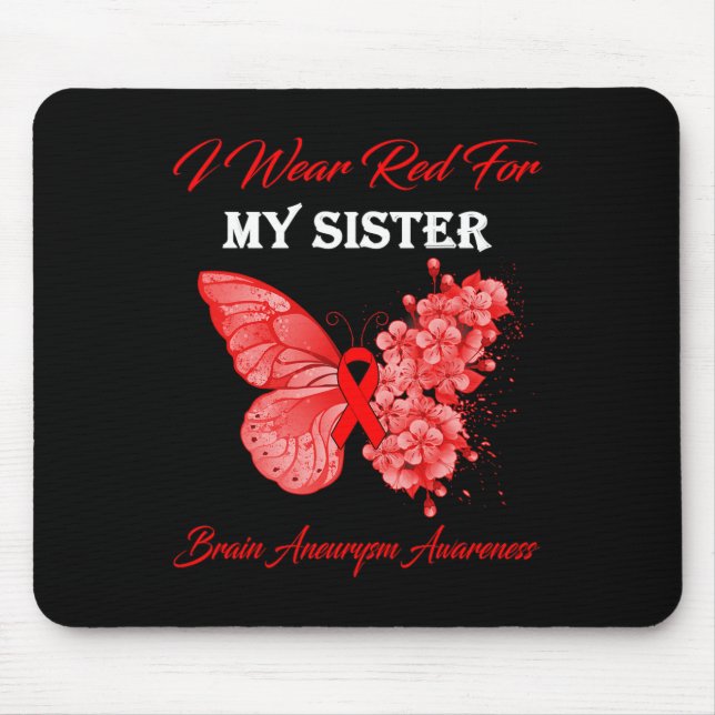 Mousepad Borboleta Eu Visto Vermelho Para Minha Irmã Cérebr (Frente)