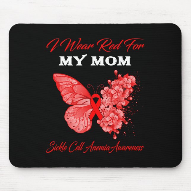 Mousepad Borboleta Eu Visto Vermelho Para Minha Mãe Anemia  (Frente)