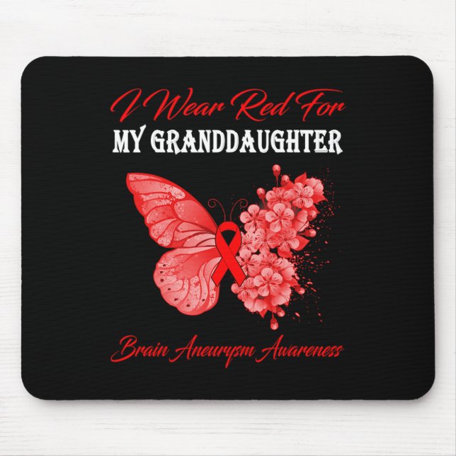 Mousepad Borboleta Eu Visto Vermelho Para Minha Neta Cérebr (Frente)