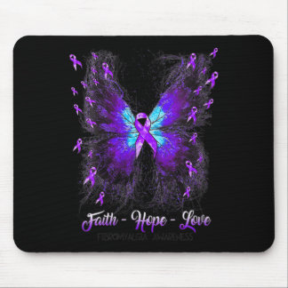 Mousepad Borboleta Fé Esperança Ama Fibromialgia Consciênci