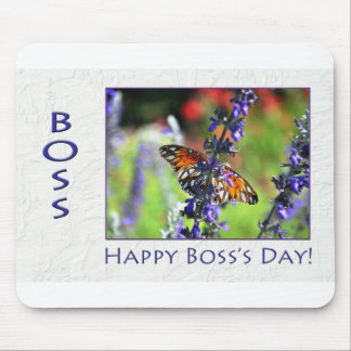 Mousepad Borboleta Floral do Dia do Chefe Feliz