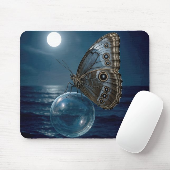 Mousepad Borboleta Flutuando Em uma Bolha (Com mouse)