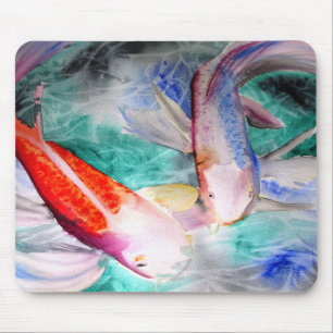 Mousepad Borboleta Koi aquarela Japonês Peixe Art