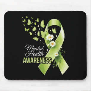Mousepad Borboleta Laço Verde de Conscientização da Saúde M