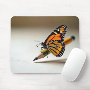 Mousepad Borboleta Monarca Descansando Em um Lápis