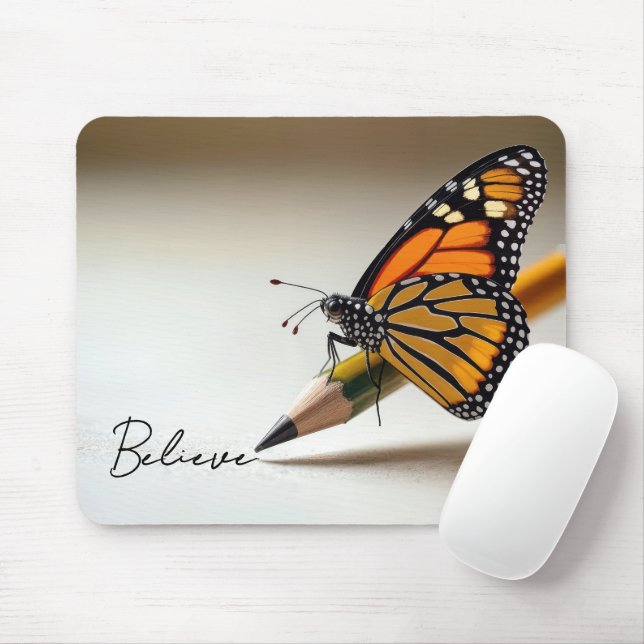 Mousepad Borboleta Monarca Em Lápis Com Texto (Com mouse)