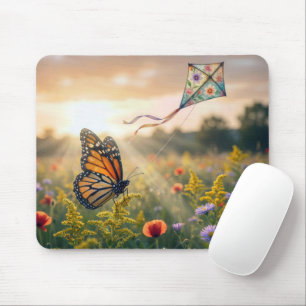 Mousepad Borboleta Monarca Voando uma Pipa