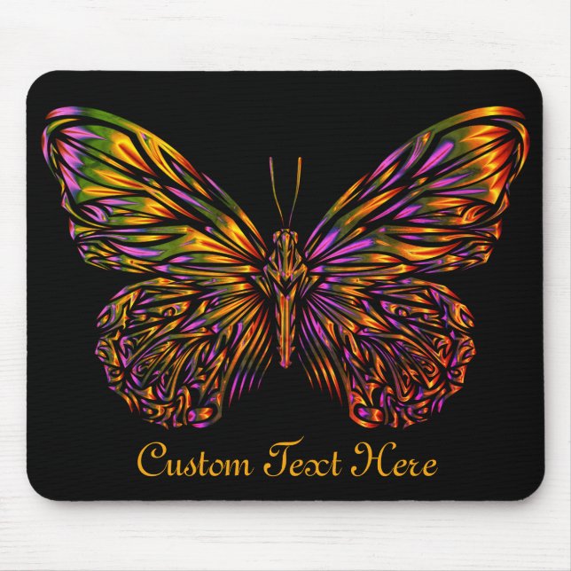 Mousepad Borboleta Neon Rainbow Personalizada (Frente)