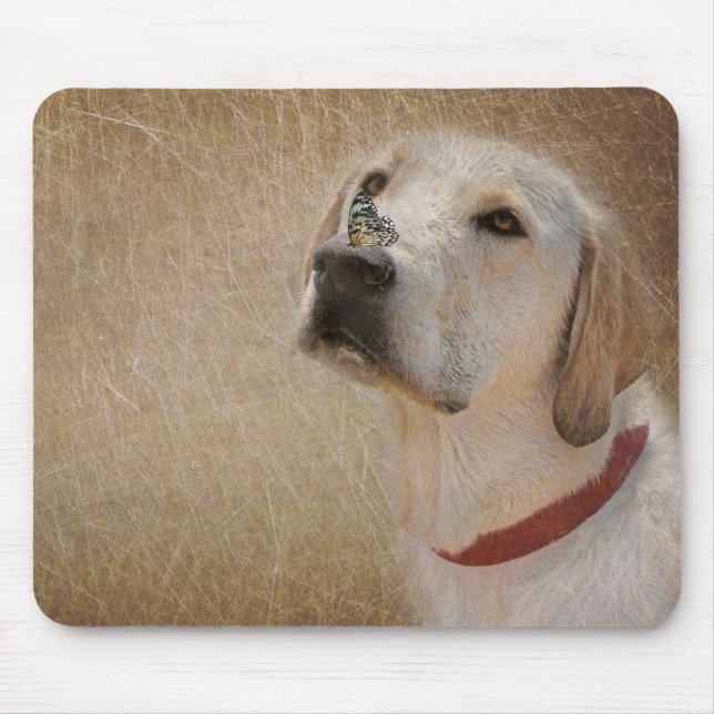 Mousepad Borboleta no Nariz de Labrador Retriever (Frente)
