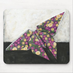 Mousepad Borboleta Origami em Papel Floral