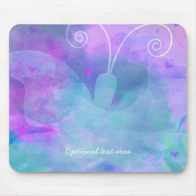 Mousepad Borboleta Personalizada em Aquarela Pastel (Frente)