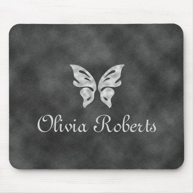 Mousepad Borboleta prateada e proteção personalizada do mou (Frente)