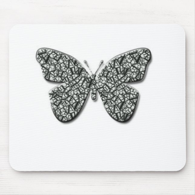 Mousepad Borboleta Preta E Branca Elegante (Frente)