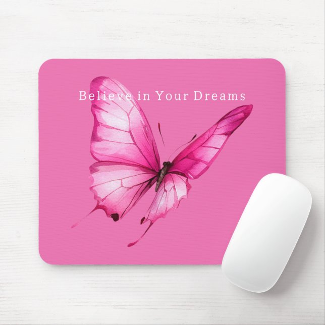 Mousepad Borboleta Rosa Chic Feminina (Com mouse)