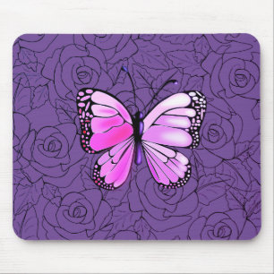 Mousepad Borboleta Rosa E Arte Rosa -