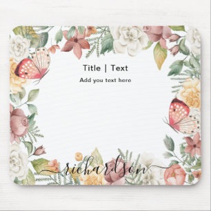 Mousepad Borboleta Rosa Rosa botulínica russa Personalizada