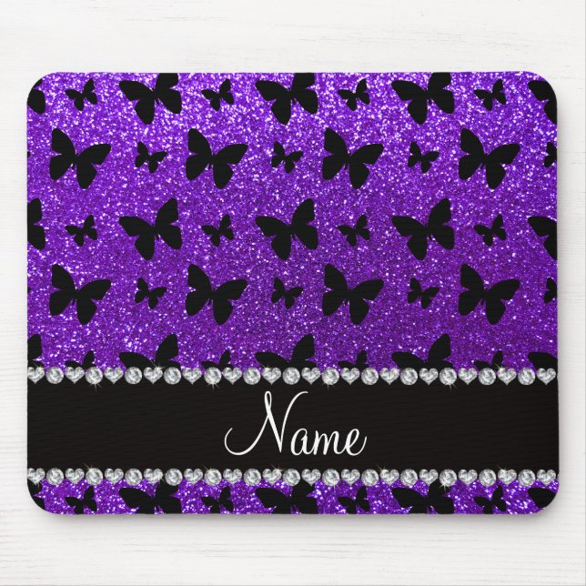Mousepad Borboleta roxa personalizada do brilho do índigo (Frente)
