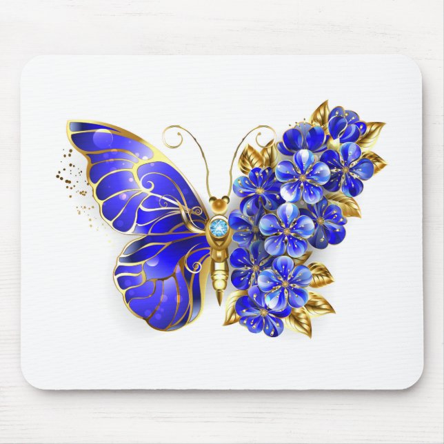 Mousepad Borboleta Safira Flor (Frente)