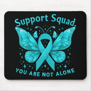 Mousepad Borboleta Teal Suporte a Cancer cervoso quadrado