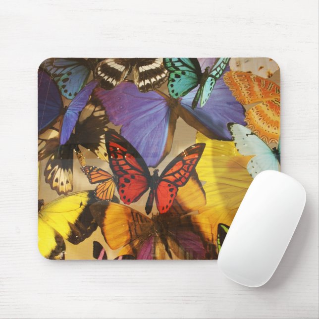 Mousepad borboleta tropical cor de laranja roxa (Com mouse)