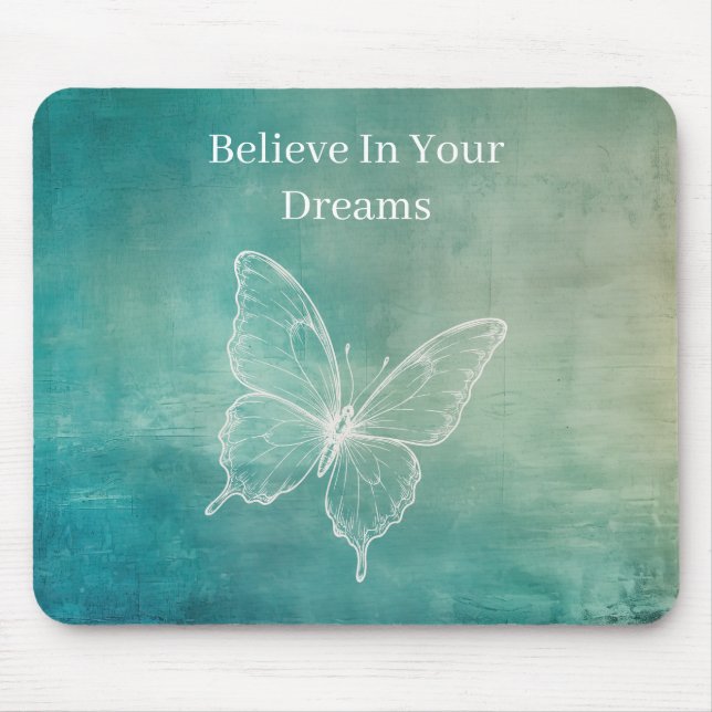 Mousepad Borboleta Verde Branca (Frente)