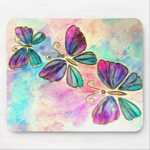 Mousepad Borboletas Coloridas de Cores Aquáticas