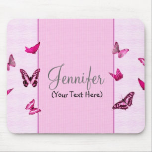 Mousepad Borboletas cor-de-rosa femininos personalizadas