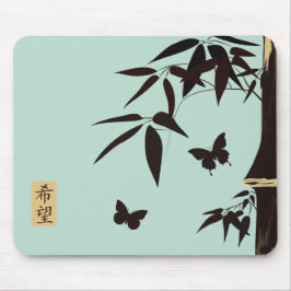 Mousepad Borboletas de bambu azul-turquesa "Esperança"