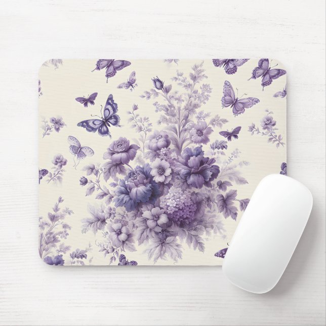 Mousepad Borboletas de Toile Fleurie, em França, roxas (Com mouse)