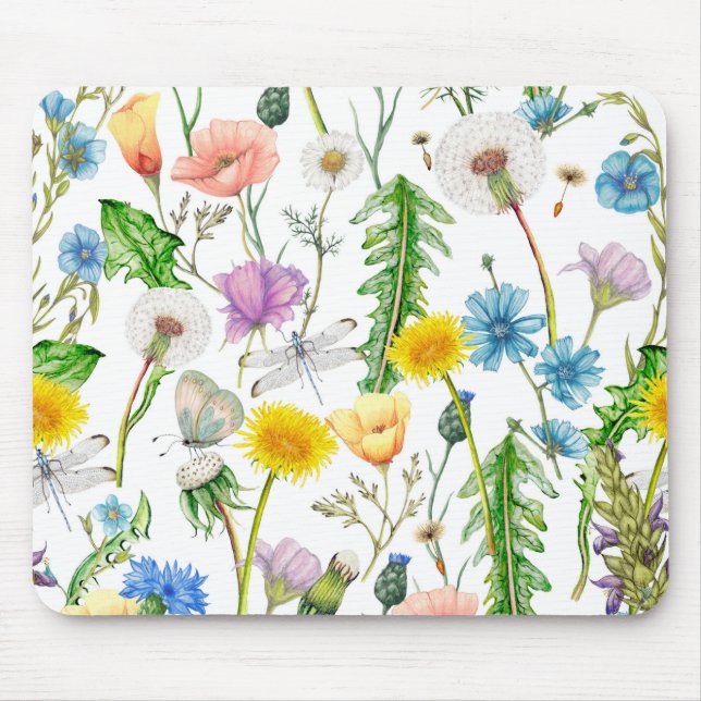 Mousepad Borboletas e borboletas em flores silvestres (Frente)