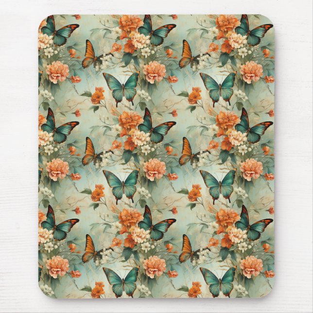 Mousepad Borboletas e flores coloridas (10) (Frente)