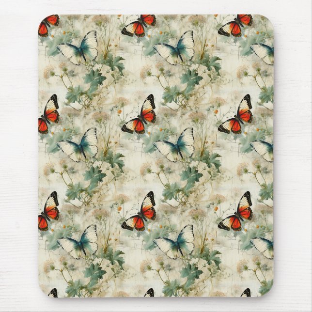 Mousepad Borboletas e flores coloridas (2) (Frente)