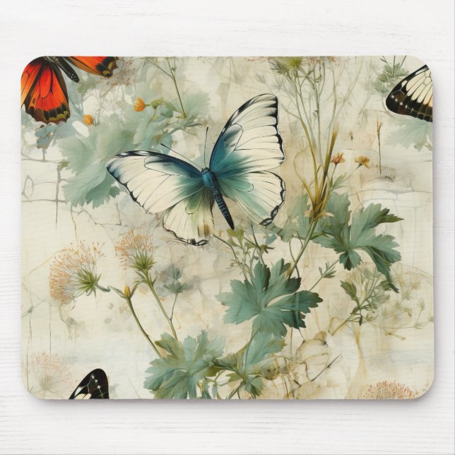 Mousepad Borboletas e flores coloridas (2) (Frente)