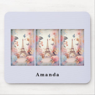 Mousepad Borboletas e Flores da Torre Eiffel