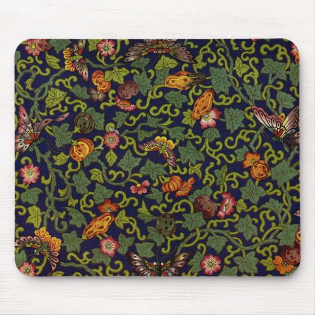 Mousepad Borboletas e flores de chinês de vinheta (Frente)