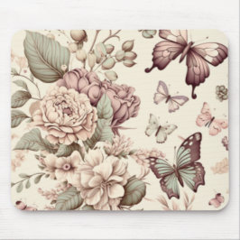 Mousepad Borboletas e flores decoração pastosa