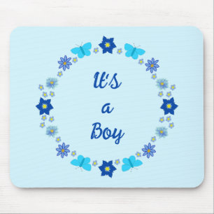 Mousepad Borboletas e flores do menino azul personalizadas