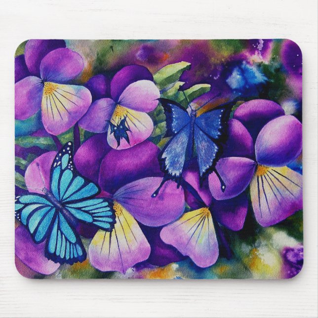 Mousepad Borboletas e tapete do rato de Pansie (Frente)